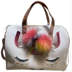 Under one sky White Rainbow Unicorn Duffle Tote Travel Bag 10” x 10” x 15”